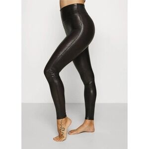 Spanx Faux Leather Croc Shine Leggings Dark Brown XL X-Large